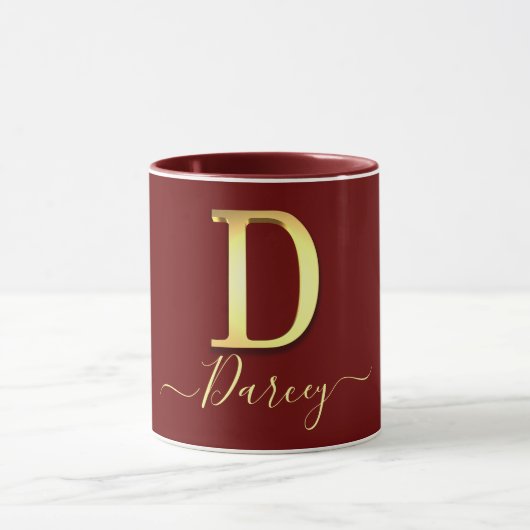 Elegant Gold Custom Monogram D Name Tasse (Zentrum)