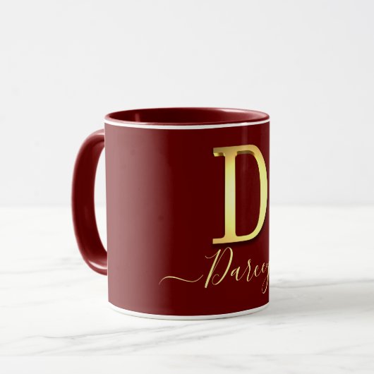 Elegant Gold Custom Monogram D Name Tasse (Vorderseite Links)