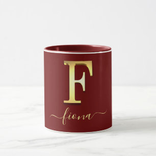 Elegant Gold Custom Monogram F Name Tasse