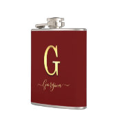 Elegant Gold Custom Monogram G Name Flask Flachmann (Links)