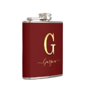 Elegant Gold Custom Monogram G Name Flask Flachmann (Rechts)