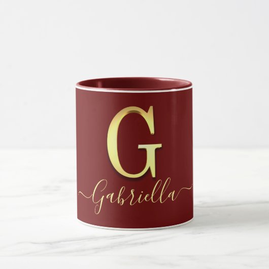Elegant Gold Custom Monogram G Name Tasse (Zentrum)