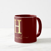Elegant Gold Custom Monogram H Name Tasse (VorderseiteRechts)