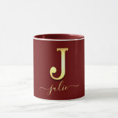 Elegant Gold Custom Monogram J Name Tasse (Zentrum)