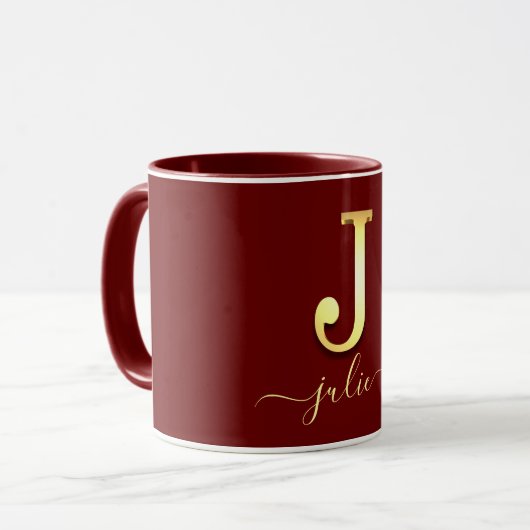 Elegant Gold Custom Monogram J Name Tasse (Vorderseite Links)