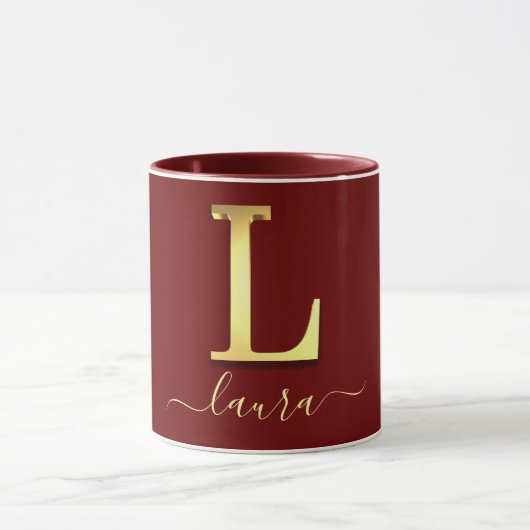 Elegant Gold Custom Monogram L Name Tasse (Zentrum)