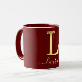 Elegant Gold Custom Monogram L Name Tasse (Vorderseite Links)