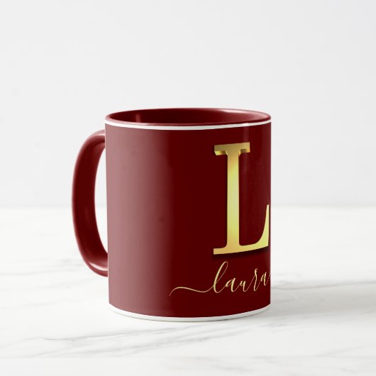 Elegant Gold Custom Monogram L Name Tasse (Vorderseite Links)