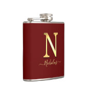 Elegant Gold Custom Monogram N Name Flask Flachmann (Rechts)