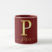 Elegant Gold Custom Monogram P Name Tasse (Zentrum)