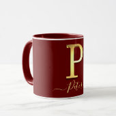 Elegant Gold Custom Monogram P Name Tasse (Vorderseite Links)