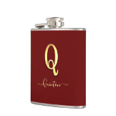 Elegant Gold Custom Monogram Q Name Flask Flachmann (Links)