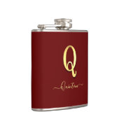 Elegant Gold Custom Monogram Q Name Flask Flachmann (Rechts)