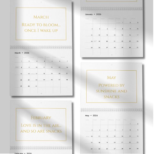 Elegant Gold Cute Quote Calendar 2026 Kalender