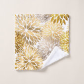 Elegant Gold Dahlia Floral Badhandtuch Set (Waschlappen)
