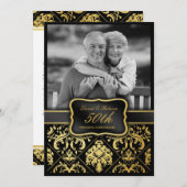 Elegant Gold Damask 50 Jahre Hochzeit Einladung (Vorne/Hinten)