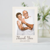 Elegant Gold Damask Cream Hochzeitstag Dankeskarte (Stehend Vorderseite)