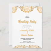 Elegant Gold Damask Einladung (Vorderseite)