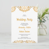 Elegant Gold Damask Einladung (Stehend Vorderseite)