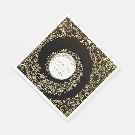 Elegant Gold Damask Hochzeit Serviette (Ecke)