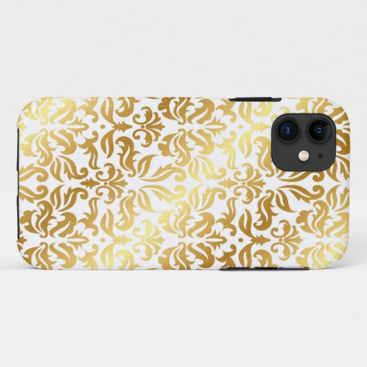 Elegant Gold Damask iPhone Case (Rückseite (Horizontal))