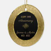 Elegant Gold Damask Keramik Ornament (Links)