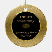 Elegant Gold Damask Keramik Ornament (Hinten)