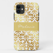 Elegant Gold Damask Monogram iPhone Case (Rückseite)