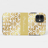 Elegant Gold Damask Monogram iPhone Case (Rückseite (Horizontal))