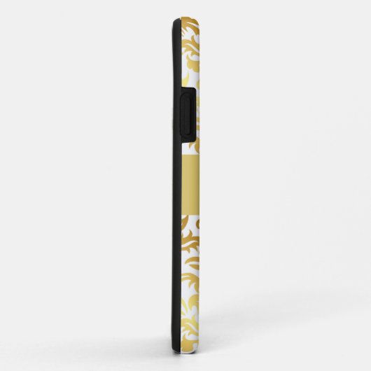 Elegant Gold Damask Monogram iPhone Case (Hinten/Rechts)