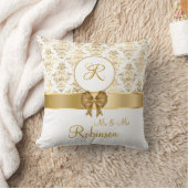 Elegant Gold Damask Monogram Wedding Gift Kissen (Decke)