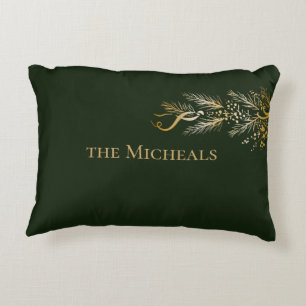 Elegant Gold Dark Green Joy Personalisierte Weihna Dekokissen