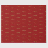Elegant Gold Dark Red benutzerdefinierte Skriptnam Geschenkpapier (Flach)