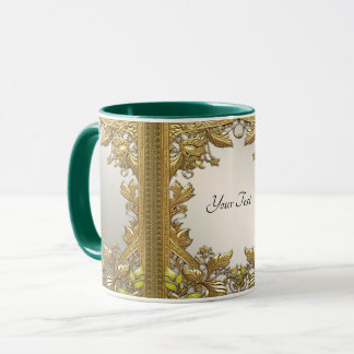 Elegant Gold Decorative Floral Mug Tasse