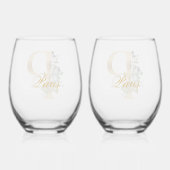 Elegant Gold Decorative Parco Civico-Ciani Weinglas Ohne Stiel (Rückseite)