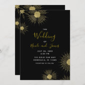 Elegant Gold Deko Mandala Floral Black Wedding Einladung (Vorne/Hinten)