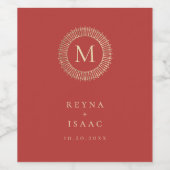 Elegant Gold Deko Wreath Monogram Weinetikett (Einzelnes Label)