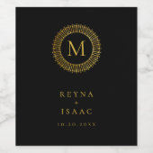 Elegant Gold Deko Wreath Monogram Weinetikett (Einzelnes Label)