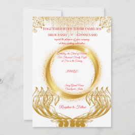 Elegant Gold Design Wedding Invitation on White Einladung