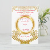 Elegant Gold Design Wedding Invitation on White Einladung (Stehend Vorderseite)