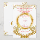 Elegant Gold Design Wedding Invitation on White Einladung (Vorne/Hinten)