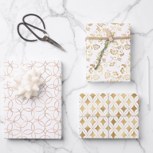 Elegant Gold Detailed  Geschenkpapier Set (Vorderseite)