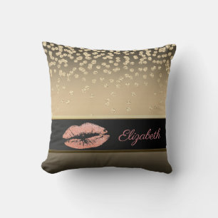Elegant Gold Diamanten-Glitzer-Lippen-Personalisie Kissen