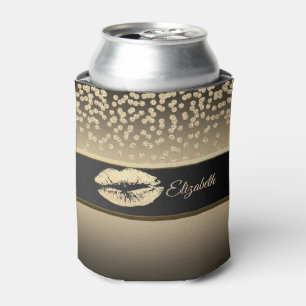 Elegant Gold Diamanten-Glitzernde Lippen-Personali Dosenkühler