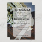 Elegant Gold Diamond Ring Pearl Bouquet Wedding In Einladung (Vorne/Hinten)