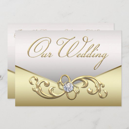 Elegant Gold Diamond Swirl Einladung zur Hochzeit (Vorne/Hinten)