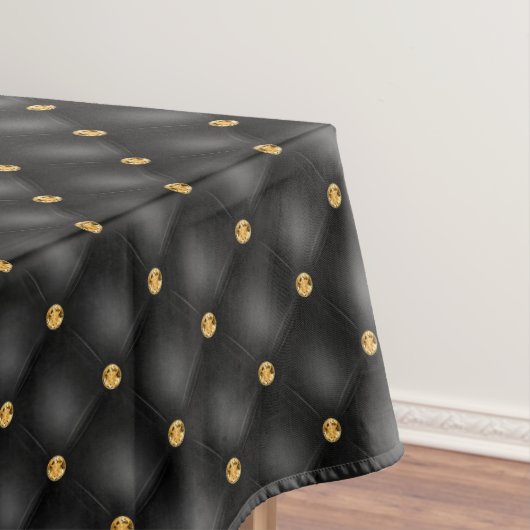 Elegant Gold Diamond Tufted Black Tablecloth Tischdecke (Beispiel)