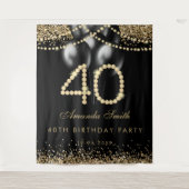 Elegant Gold Diamonds 40th Birthday Party Backdrop Wandteppich (Vorderseite)