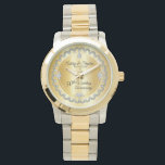 Elegant Gold Diamonds 50. Hochzeitstag Armbanduhr<br><div class="desc">Opulente Eleganz umrahmt dieses Jubiläum-Design in einem einzigartigen geschmolzenen Diamantendesign mit Mitte-Teardrop-Diamant mit Imitaten, die Glitzern auf einem goldenen Farbverlauf hinzufügen. Bitte beachten Sie, dass alle Verzierungen bedruckt sind und nur so gedruckt werden, dass sie möglichst real in einem flachen, bedruckten Design erscheinen. Dazu gehören alle metallischen Aussehungsgradienten und/oder Edelsteine....</div>