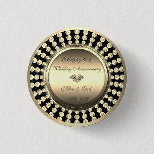 Elegant Gold Diamonds 50. Hochzeitstag Button